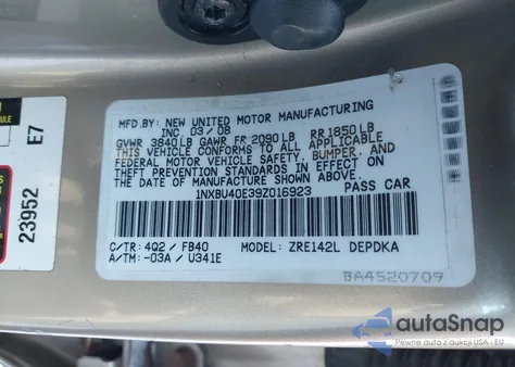 2009 Toyota Corolla Le z USA, uszkodzony, nr VIN 1NXBU40E39Z016923